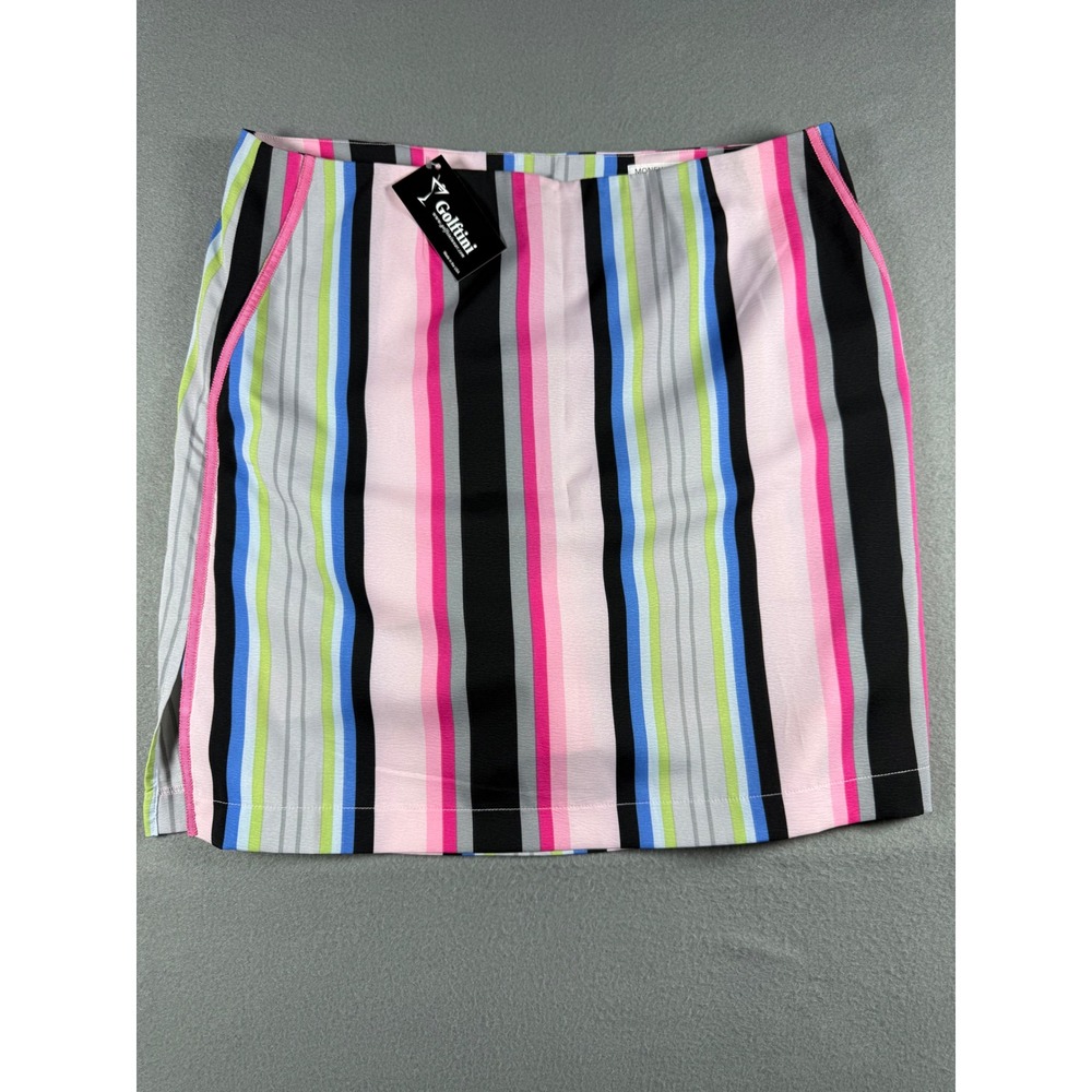 Golftini Women Golf Skort Money Maker 4L Pink Multi Stripe Polyester Spandex New
